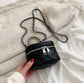 Mini Quilted Crossbody Bucket Bag with Silver Beads Handle