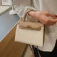 Faux Leather Small Handle Bag with Gold Clasp