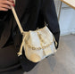 Flower Embossed Bucket Bag with Drawstrings