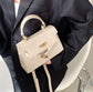 Mini Faux Leather Small Handle Bag with Gold Clasp