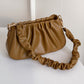 Straight Ruched Faux Leather Shoulder Bag