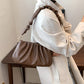 Straight Ruched Faux Leather Shoulder Bag