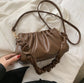 Straight Ruched Faux Leather Shoulder Bag