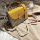 Woven Basket Design Crossbody Bag with Lock Clasp