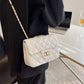 Classic Quilted Crossbody Bag with Clasp & Chain Strap