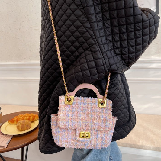 Mini Tweed Crossbody Bag with Handle