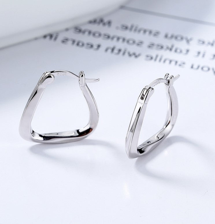 Asymmetrical Triangular 925 Sterling Silver Earrings