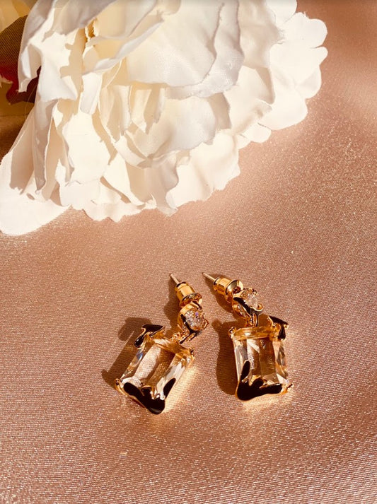 Clear Rectangular Crystal Earrings