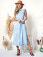 Sleeveless Jean Dress Tied Waist Collar Pocket Denim Dress