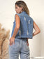 Sleeveless Distressed Denim Jean Jacket Vest