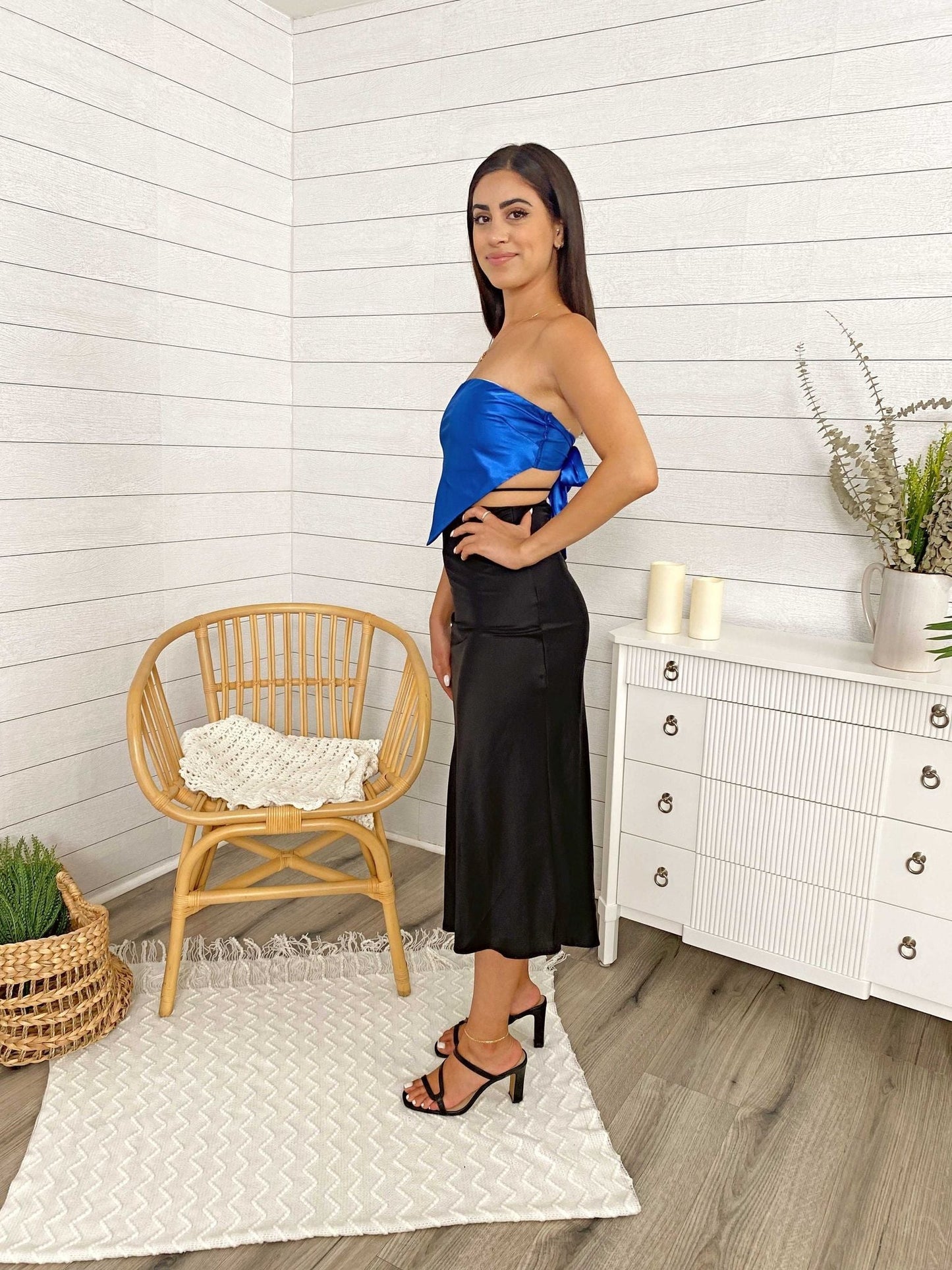 Asymmetrical String Waist Maxi Skirt